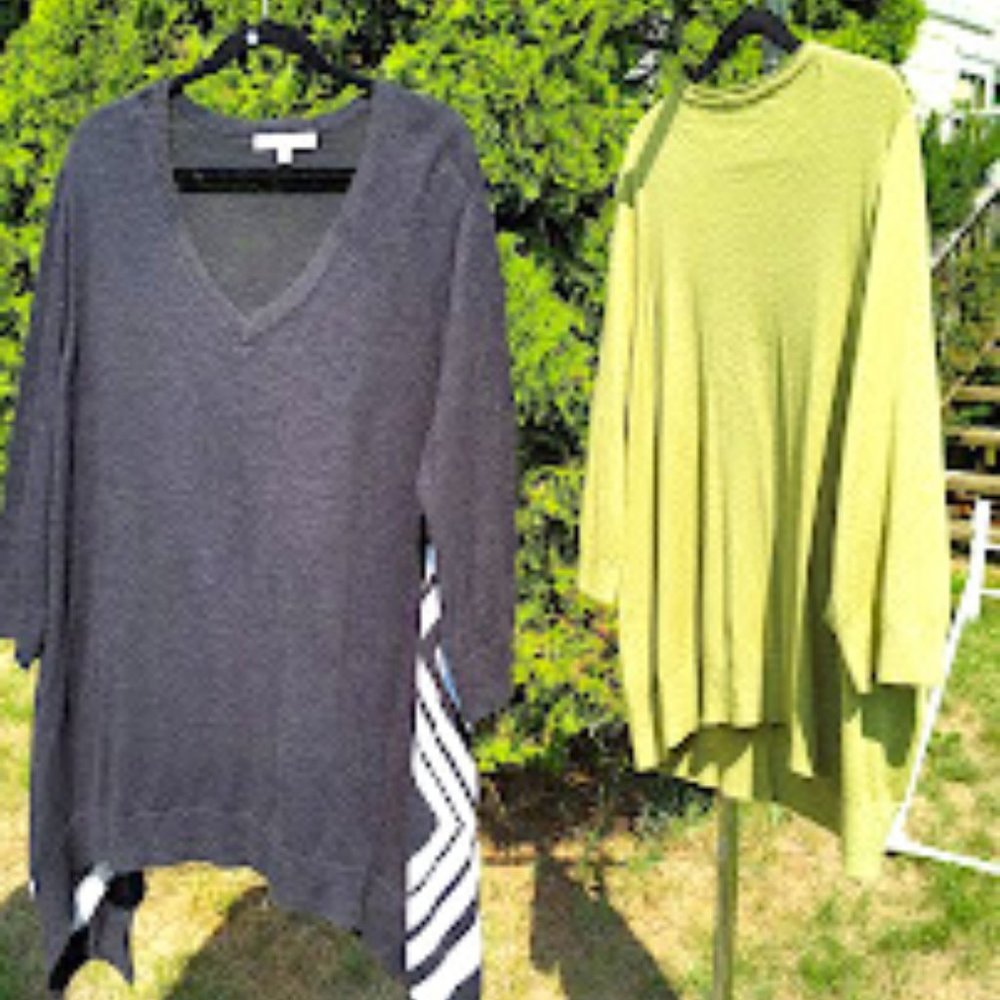 LOT OF 2 Sejour Womens Longsleeve Very Soft Black n Olive Sweaters Plus Size 3X